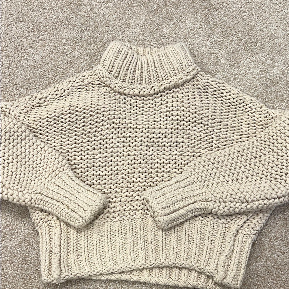 Preowned Free People Cream Chunky Turtleneck Sweater XS
